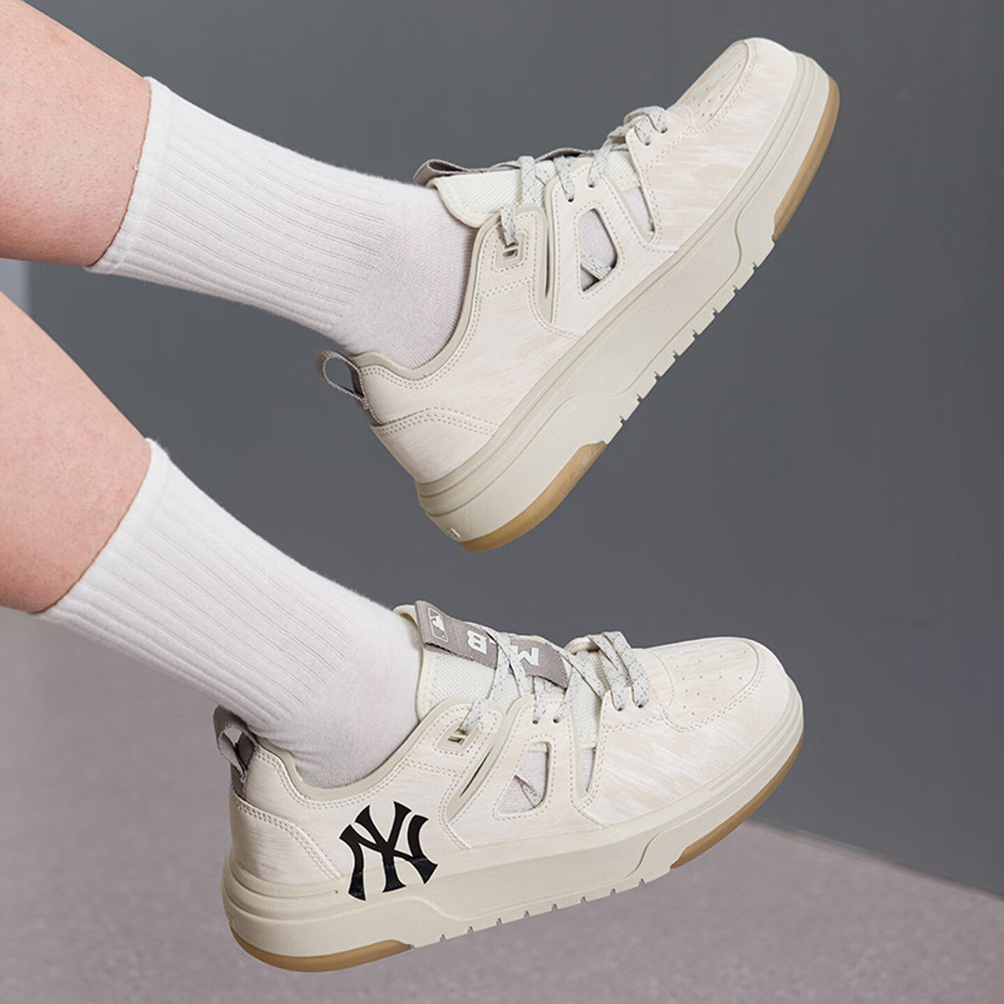 26新款MLB学长凉鞋男女NY复古镂空厚底增高运动休闲鞋3ASDCL263