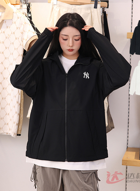 25新款MLB情侣外套男女NY可拆卸袖子连帽休闲运动夹克3AWJB0153