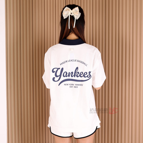 新款MLB男女短袖NY学院风POLO衫