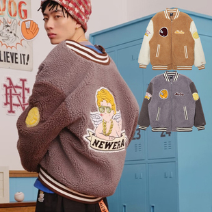NewEra纽亦华情侣外套男女仿羊羔绒夹棉棒球服运动夹克13488915