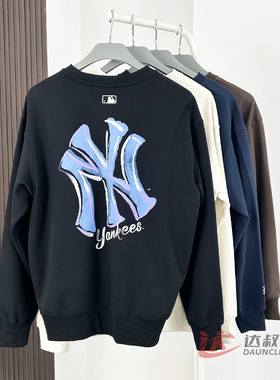 25新款MLB情侣卫衣男女NY大标彩色印花圆领运动套头衫3AMTB3254