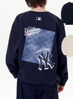 25新款MLB儿童运动卫衣男女NY复古波普老花加绒套头衫7AMTM0356