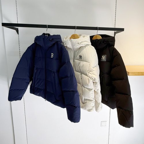 MLB情侣NY防水防泼水连帽羽绒服