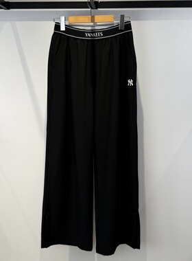 25新款MLB运动裤女子NY小标速干休闲阔腿裤梭织直筒长裤3FWPB0153