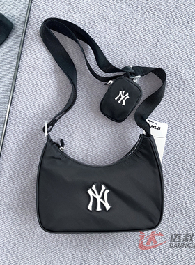 25新款MLB情侣斜挎包男女NY刺绣可调节附零钱包单肩包3ACRB045N