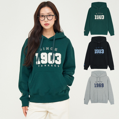 MLB男女NY复古字母连帽运动卫衣