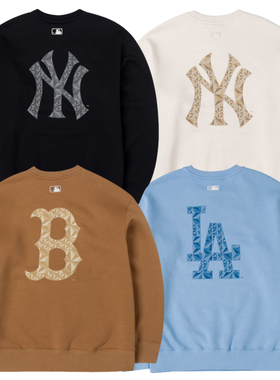 24新款情侣MLB卫衣男女NY大标印花加绒运动休闲套头衫3AMTM0946