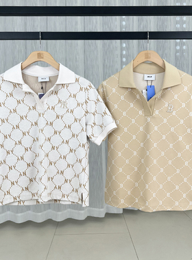 25新款MLB女款短袖NY复古钻石老花满印polo衫运动T恤3FPQM0253