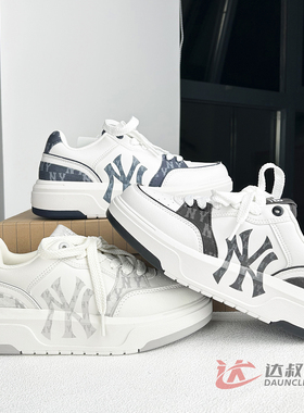 25新款MLB情侣学长鞋男女NY复古老花厚底增高运动休闲鞋3ASXM056N