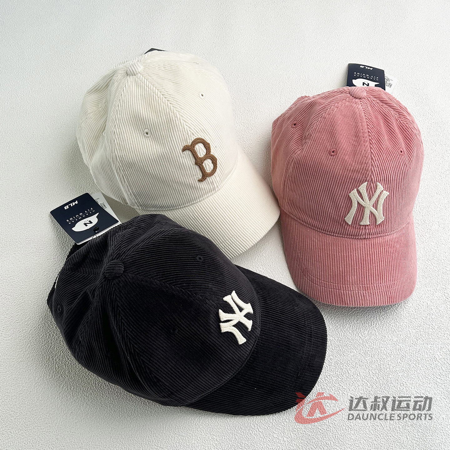 MLB情侣NY刺绣灯芯绒棒球帽