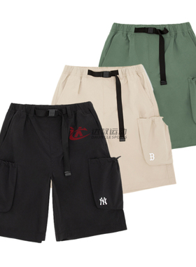 24新款MLB情侣短裤男女NY纯色梭织工装大口袋五分运动裤3ASMB0743