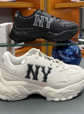 25新款MLB情侣老爹鞋男女NY大标复古厚底增高运动休闲鞋3ASHC015N
