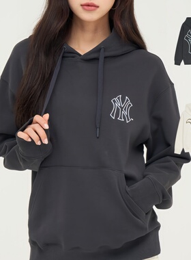 24新款MLB情侣运动卫衣男女NY镂空印花连帽休闲套头衫3AHDB0544