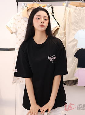 25新款MLB情侣短袖男女NY爱心速干凉感圆领休闲运动T恤3ATSH0153