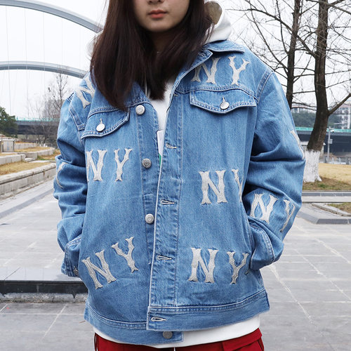 MLB男女NY满标学院风牛仔外套