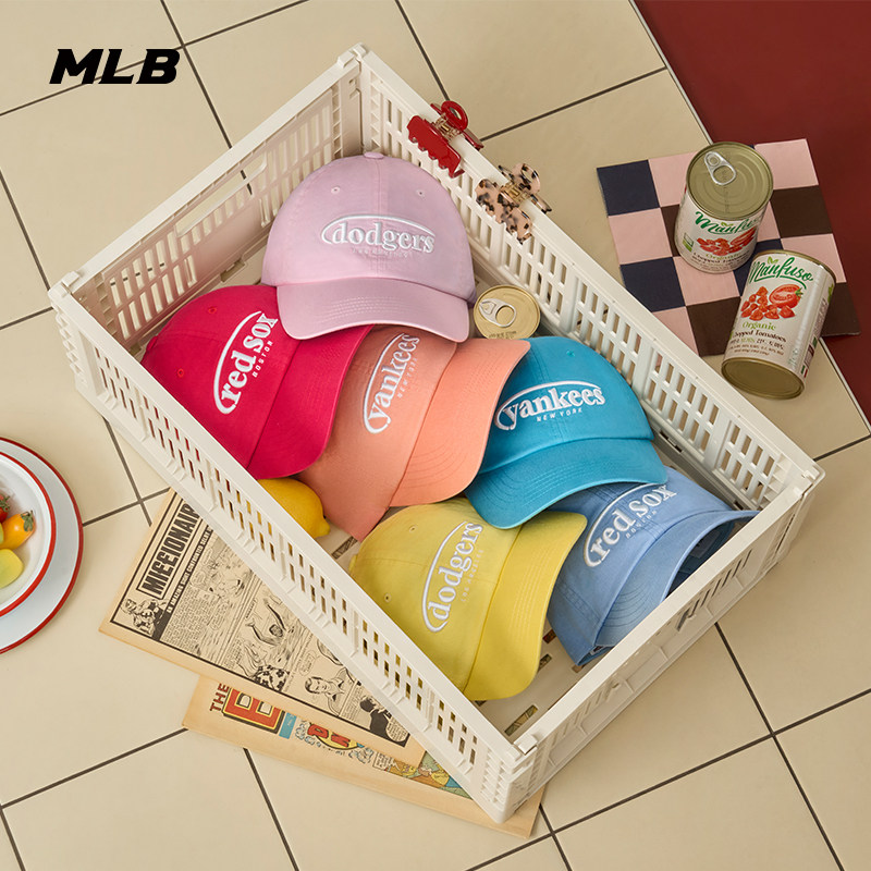26新款MLB棒球帽男女NY字母刺绣糖果色软顶运动帽鸭舌帽3ACPV315N