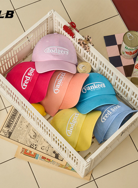 26新款MLB棒球帽男女NY字母刺绣糖果色软顶运动帽鸭舌帽3ACPV315N