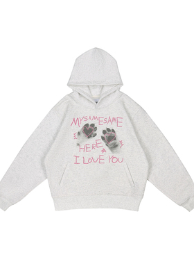 MYSAMESAME猫爪卫衣男加绒加厚男士长袖t恤2025新款连帽打底衫