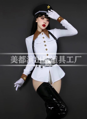 酒吧gogo演出服国庆节建军节白色女警长袖制服夜店ds女团dj服装