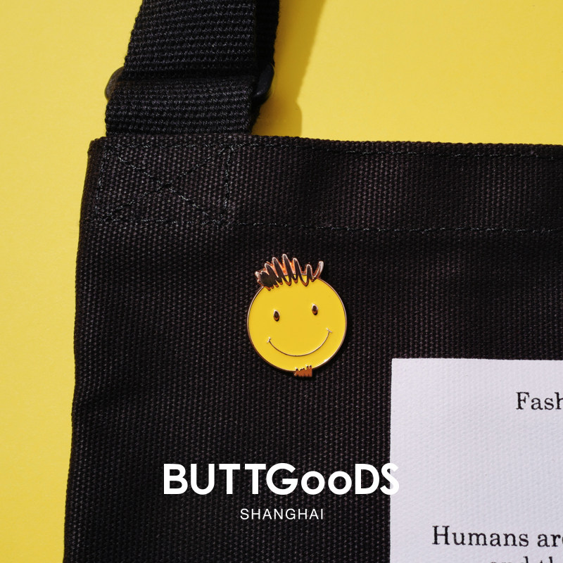 原创设计BUTTGooDS胡子大叔笑脸胸针百搭可爱徽章 男款衣服包胸针