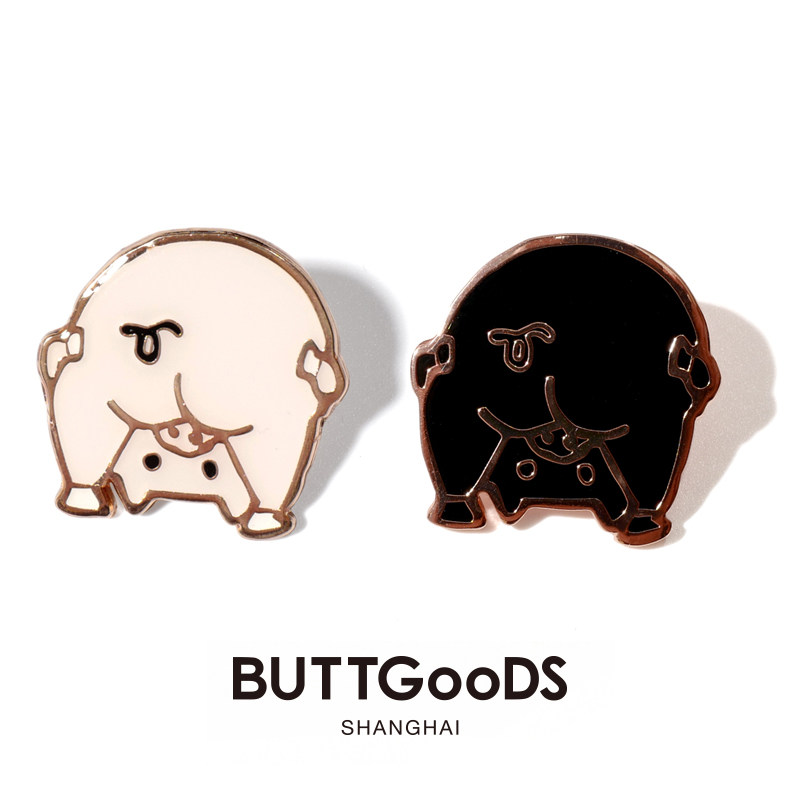 原创设计BUTTGooDS撅屁股小猪胸针男女搞怪可爱个性卡通合金徽章