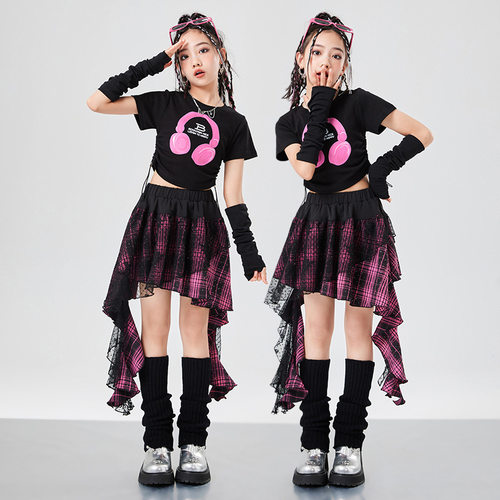 儿童爵士舞服装女童嘻哈潮服女孩炸街舞蹈演出服女团舞台表演服夏