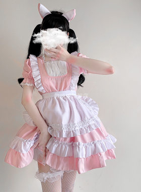 粉色日系女仆装cosplay服装动漫角色扮演服可爱少女软妹连衣裙子