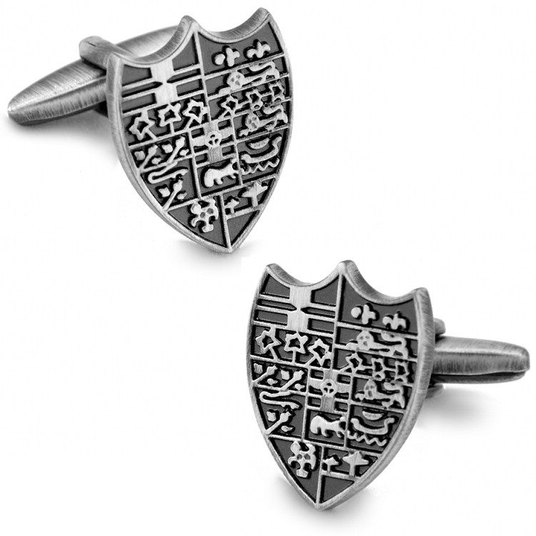 斯巴达 古银系列 骑士徽章作旧浮雕袖扣法式衬衫袖钉男士男式袖口