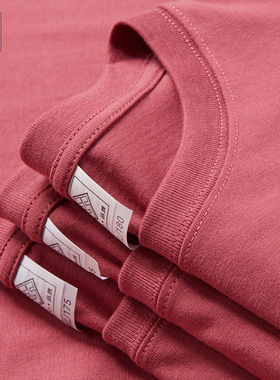 210g重磅砖红色T恤车厘子枣红石榴红西瓜红短袖情侣半袖男女体恤