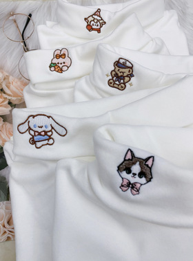 星依初JK打底衫高领双面德绒内搭长袖白色加绒加厚上衣女冬日系