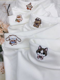 星依初JK打底衫 白色加绒加厚上衣女冬日系 高领双面德绒内搭长袖