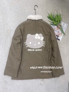 毛毛外套 卡通印花撞色拼接翻领上衣工装 欧洲站小众设计师冬季 新款