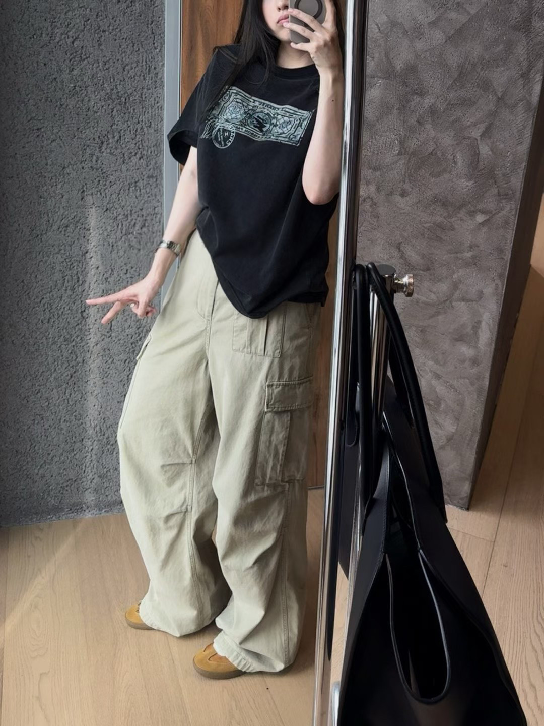 欧洲站南油小众设计师早春新款复古做旧口袋工装裤休闲时髦长裤