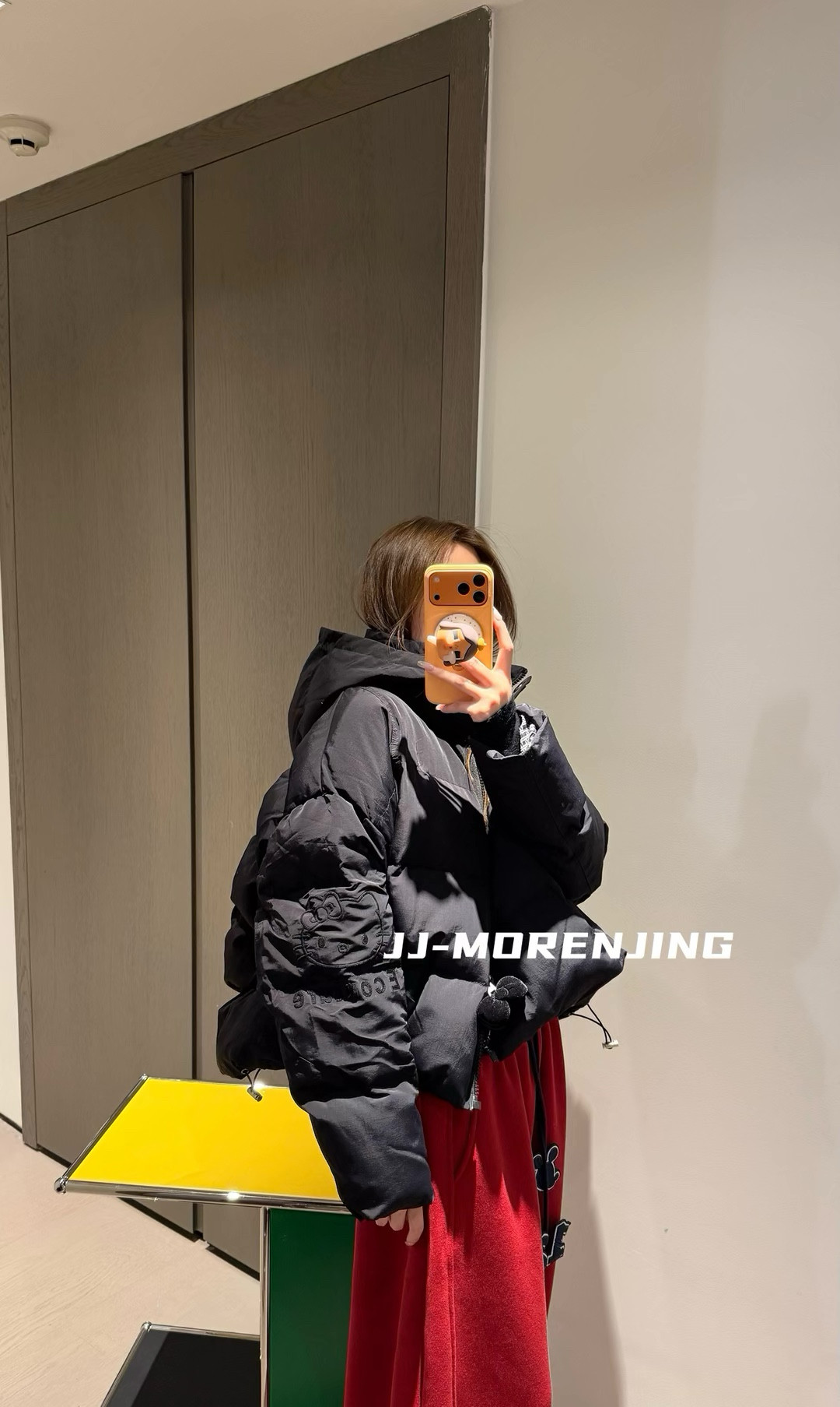 欧洲站小众设计师冬季新款百搭显瘦加厚卡通猫刺绣排骨面包服棉服