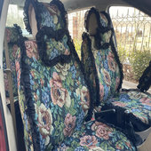 女士蕾丝布花边汽车座垫套女神时尚 通用汽车座套坐垫 棉麻提花四季