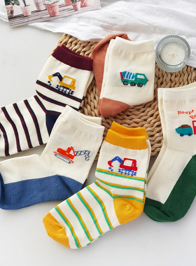 韩国KidsFUTURE童袜男童小汽车宝宝袜子棉袜透气不勒腿幼儿中筒袜
