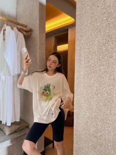 2026早春Mskin6新款小众设计感卡通印花短袖T恤女宽松圆领套头潮