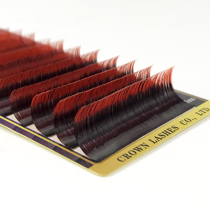 皇冠睫毛渐变色嫁接睫毛单根圆毛