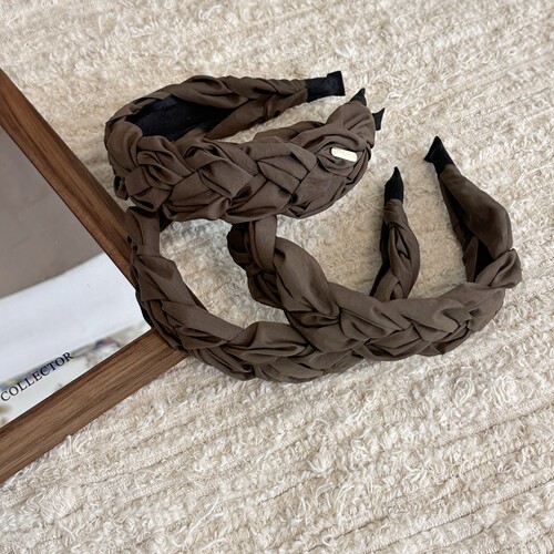 韩国进口专柜同款麻花辫发箍纯色布艺发卡简约显高颅顶脸小头箍女