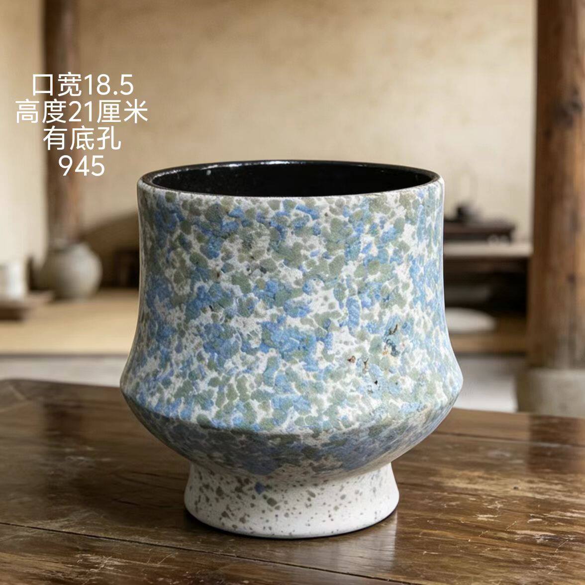 特价粗陶花盆高级感绿植多肉紫砂三角梅陶土大号口径圆形侘寂风