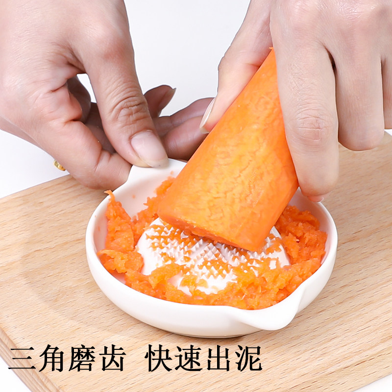 日本进口陶瓷手动生姜末磨泥器搓捣蒜蓉研磨工具宝宝辅食神器