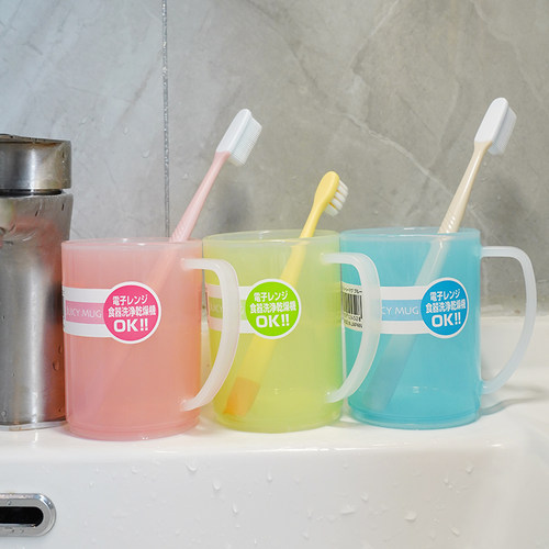 日本进口加厚塑料漱口杯牙缸杯情侣牙杯洗漱杯透明水杯儿童刷牙杯