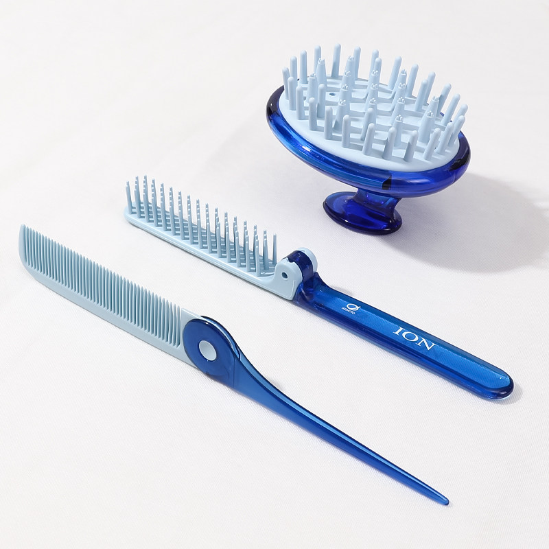 日本进口便携折叠造型梳尖尾梳负离子直柄女士用美发防静电细齿梳