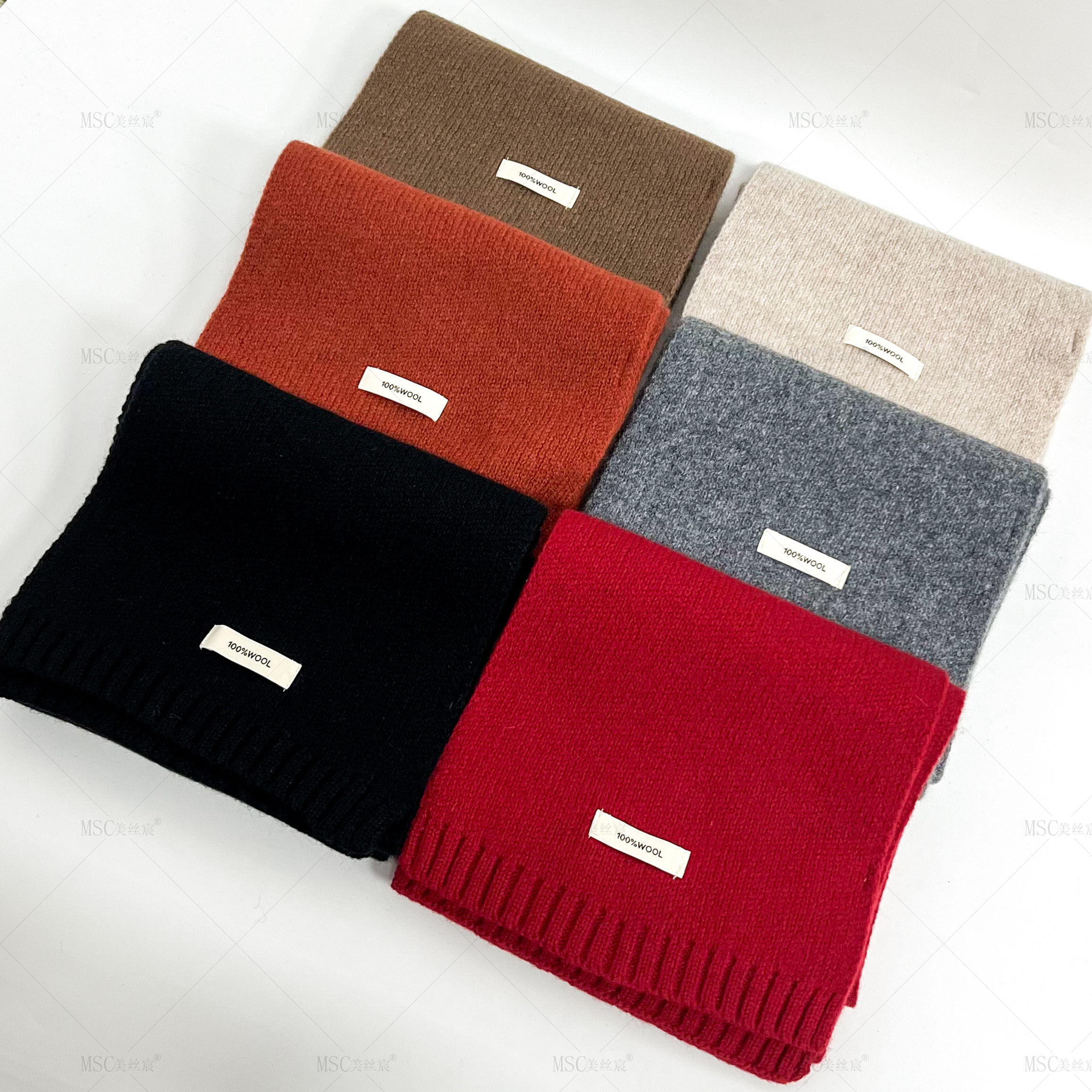 护颈保暖纯色羊毛小围巾秋冬