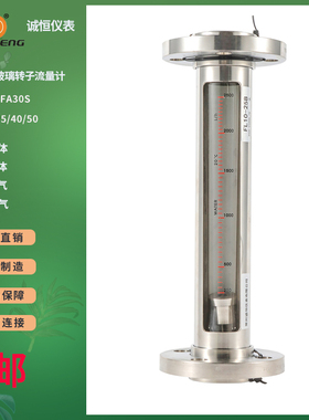 不锈钢玻璃转子流量计VA/WA/FA30S-15 2540F氧气液体空气浮子法兰