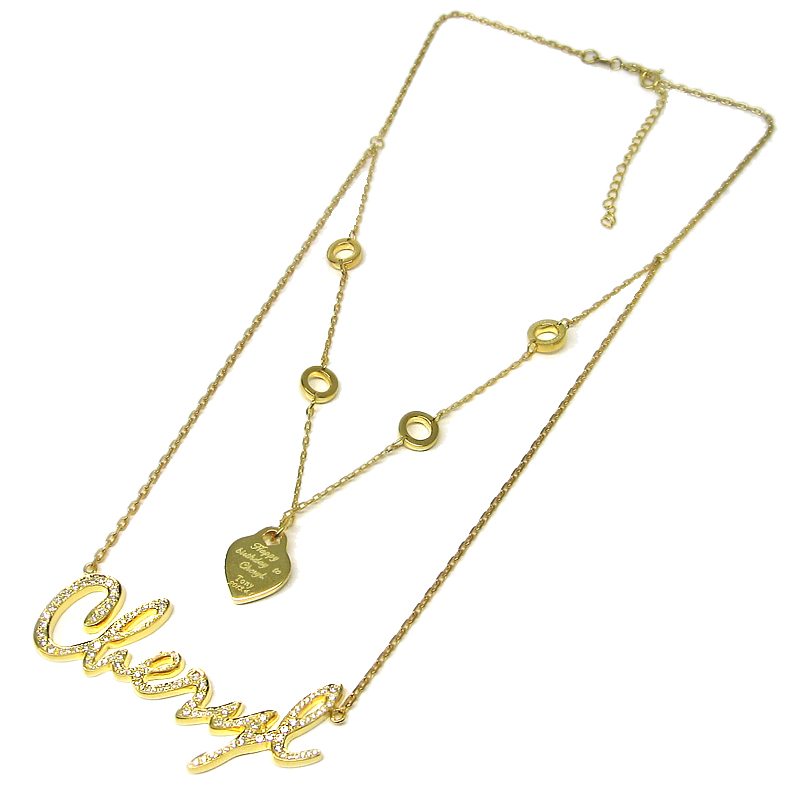 纯银镀黄金钻石订做项链