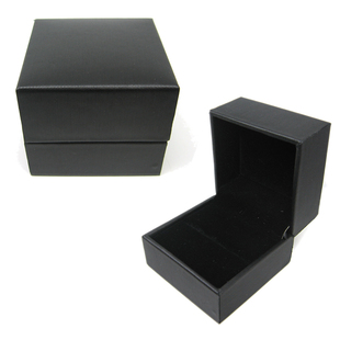 高档对戒指耳钉盒首饰盒子礼品黑色皮革质金属LOGO标签定制订做