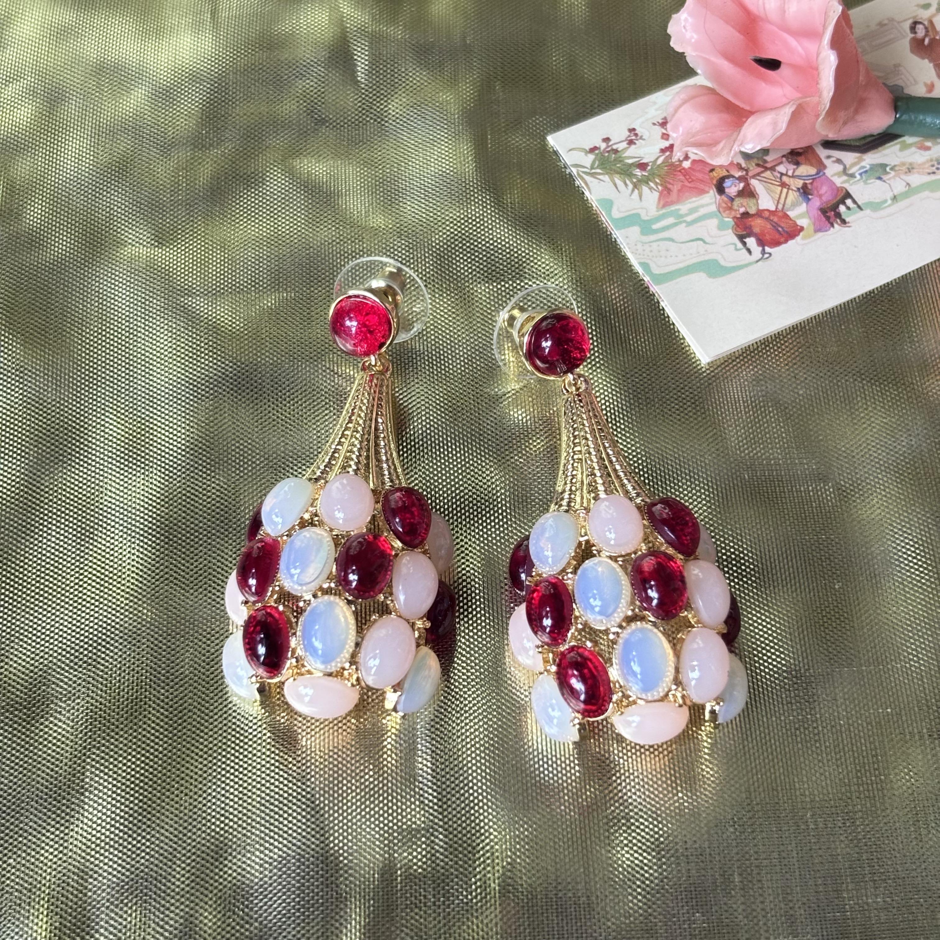 vintage法式中古琉璃耳钉耳钉