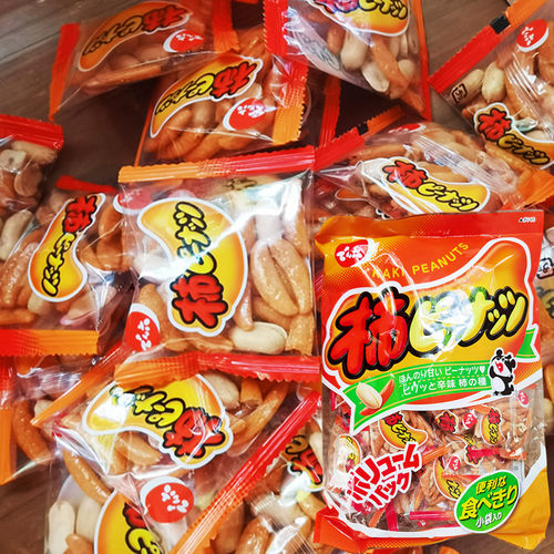 进口日本米果天六松脆可口花生柿