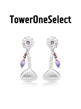 TowerOneSelect官方店GLYPHS 露露杯蘑菇耳坠小众紫色琉璃珠耳饰